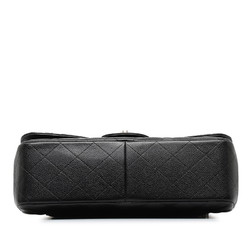 Chanel Deca Matelasse 30 Coco Mark Double Flap Chain Shoulder Bag Black Caviar Skin Women's CHANEL