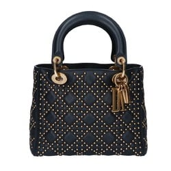 Christian Dior M0579 CVNZ 83B Studded Lady Medium Handbag Black Women's