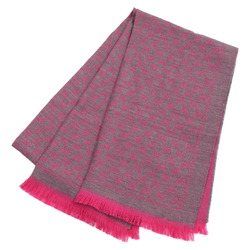 GUCCI 411115 Wool GG Jacquard Scarf Grey Pink Women's
