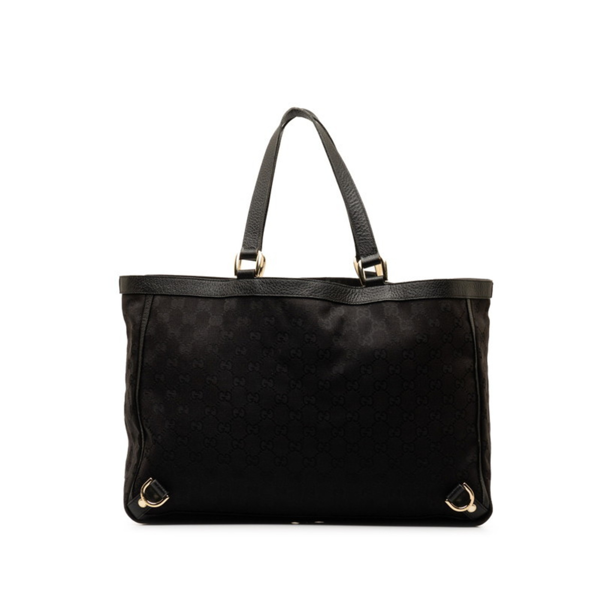 Gucci GG Canvas Abby Tote Bag 141472 Black Leather Women's GUCCI