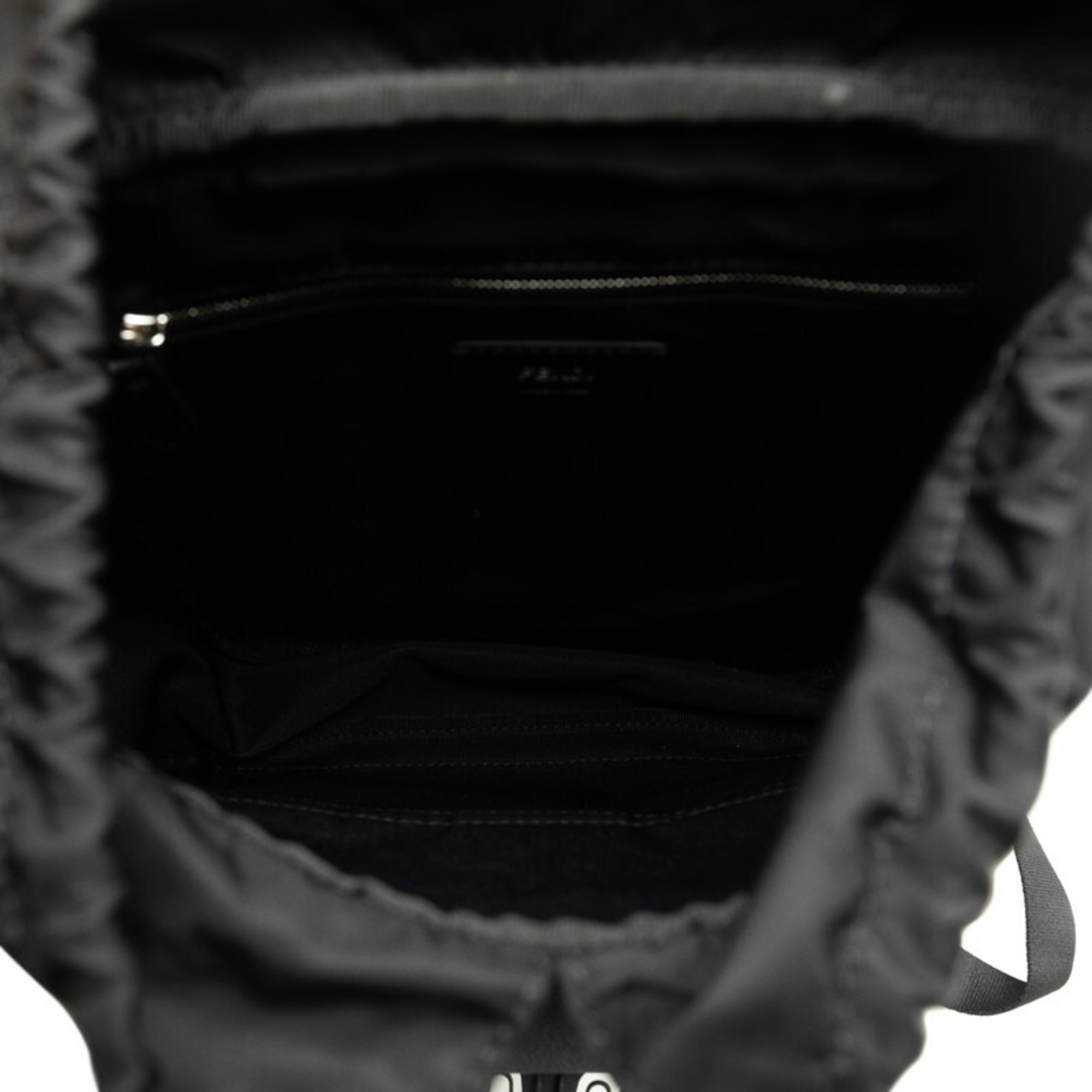 FENDI Fendines S size body bag rucksack backpack 7VZ067 AG0M black canvas leather men's