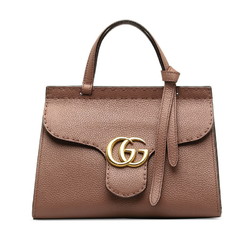 Gucci GG Marmont Bag Handbag 442622 Pink Beige Leather Women's GUCCI