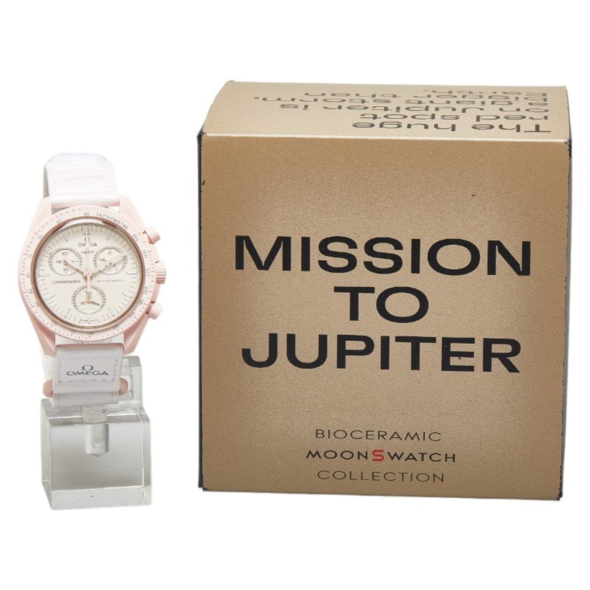Swatch Speedmaster Collaboration Mission to Venus Wristwatch Quartz Ivory Dial Stainless Steel Nylon Men's