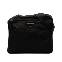 Prada Triangle Plate Sacoche Shoulder Bag Black Nylon Leather Women's PRADA