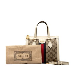 Gucci GG Supreme Ophidia Handbag Shoulder Bag 547551 Beige White PVC Leather Women's GUCCI