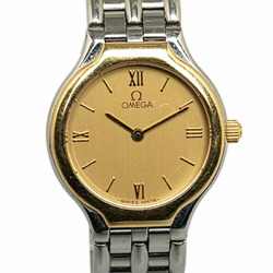 OMEGA Watch Quartz Gold Dial Stainless Steel Plated Ladies