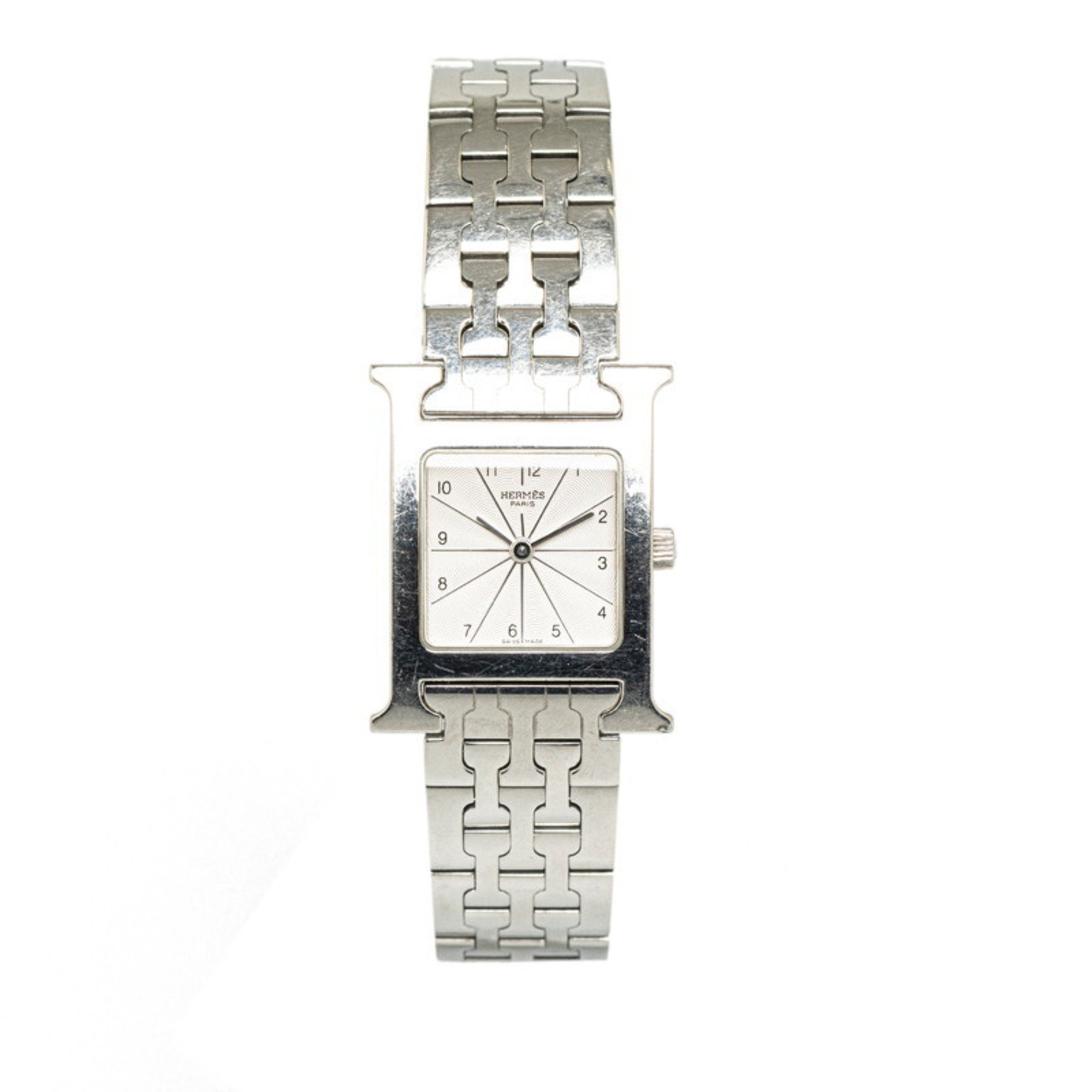 Hermes H Watch Wristwatch HH1.210 Quartz White Dial Stainless Steel Ladies HERMES