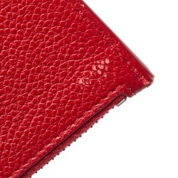 Saint Laurent Fragment Zip Pouch Coin Case Purse Red Silver Leather Women's SAINT LAURENT