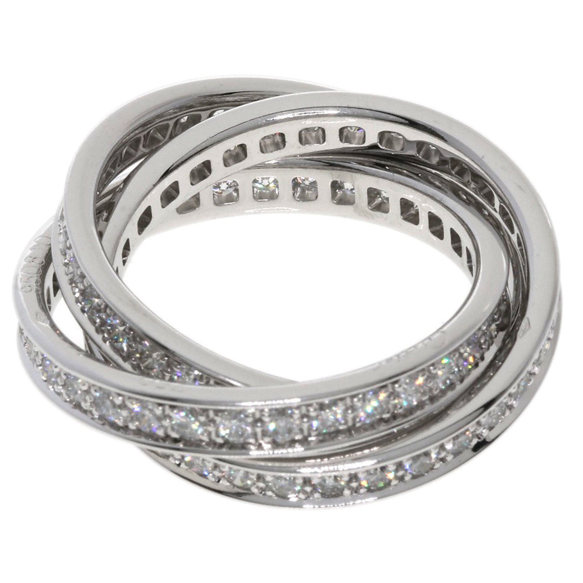 Cartier Three Bangles Diamond 1-Cut Ring K18 White Gold Women's CARTIER
