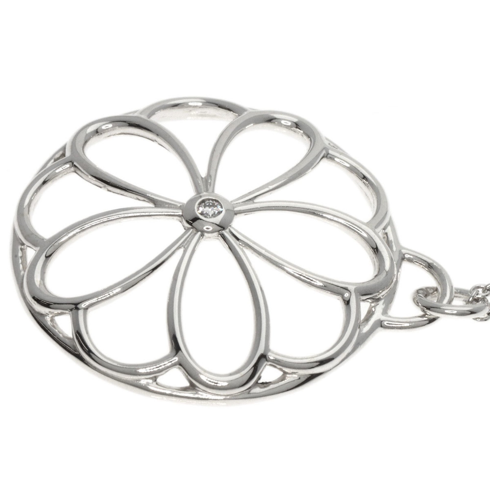 Tiffany Flower Circle 1P Diamond Necklace Silver Women's TIFFANY&Co.