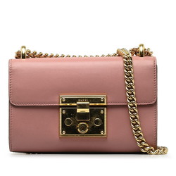 Gucci Small Padlock Chain Shoulder Bag 409487 Pink Gold Leather Women's GUCCI