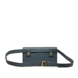 Christian Dior Dior Saddle D Belt Bag Waist Navy Leather Women's