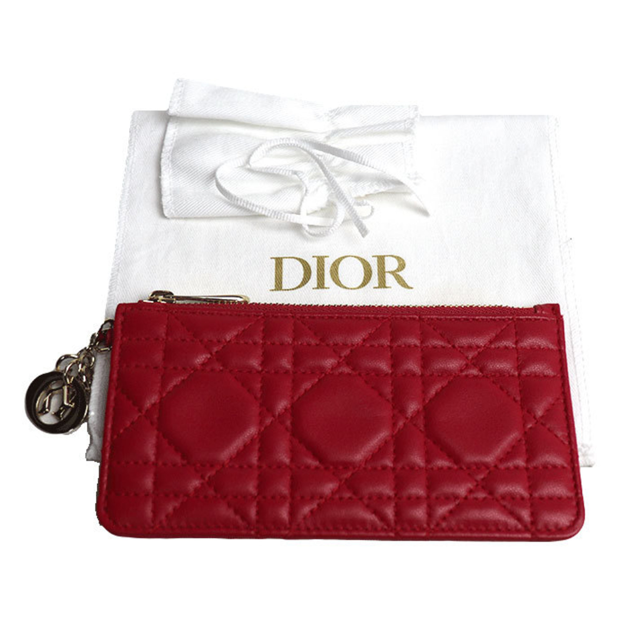 Christian Dior Lady Coin Card Holder Wallet/Coin Case Red S04780NMJ Women's