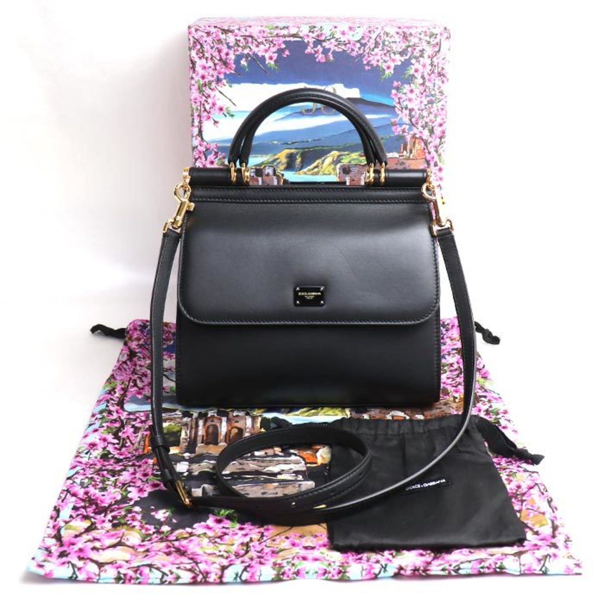 Dolce & Gabbana DOLCE&GABBANA Sicily 58 Large 2-Way Shoulder Bag Black BB6622 AA625 Women's