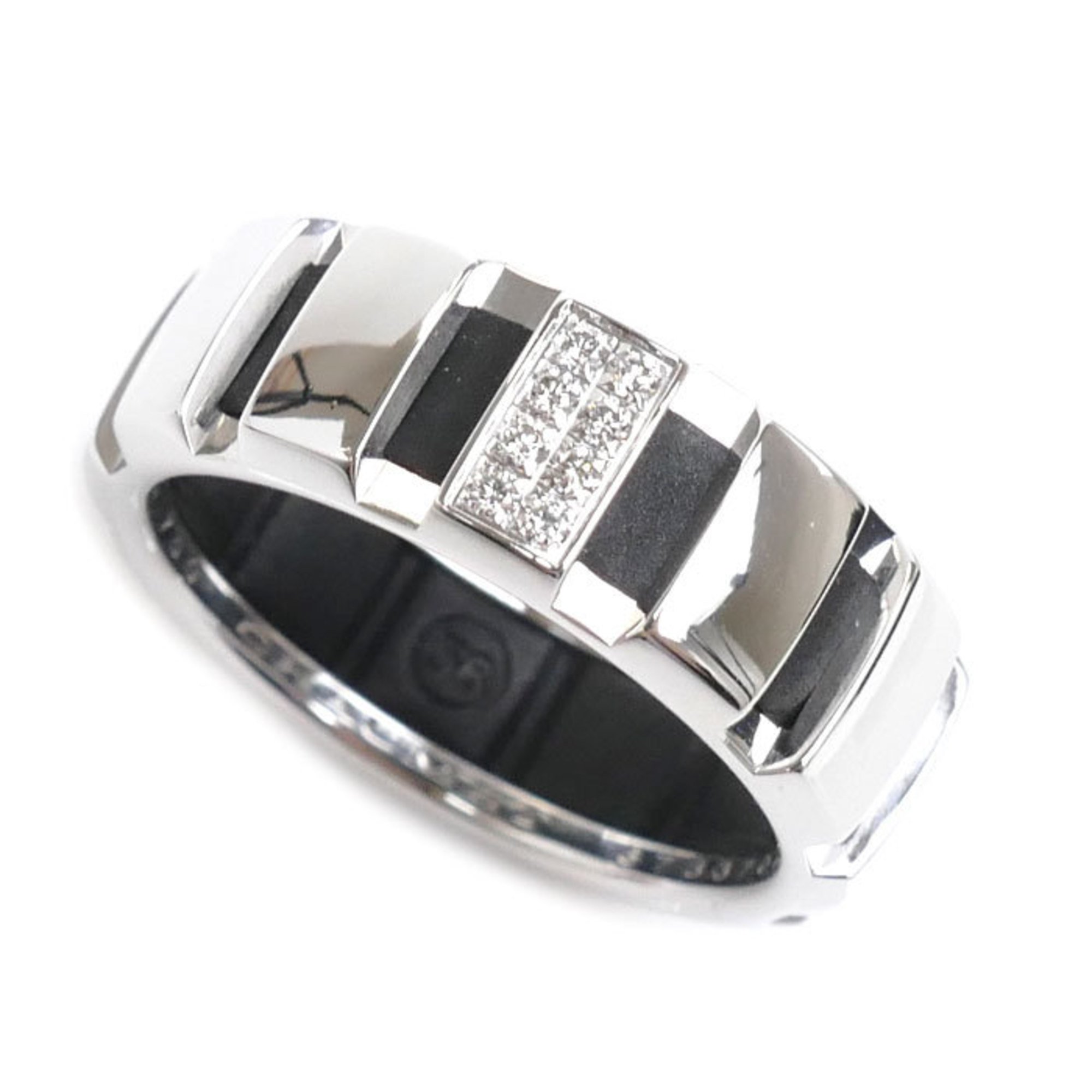 Chaumet K18WG White Gold Rubber Class One 8P Diamond Ring 56 7.9g Men's Women's