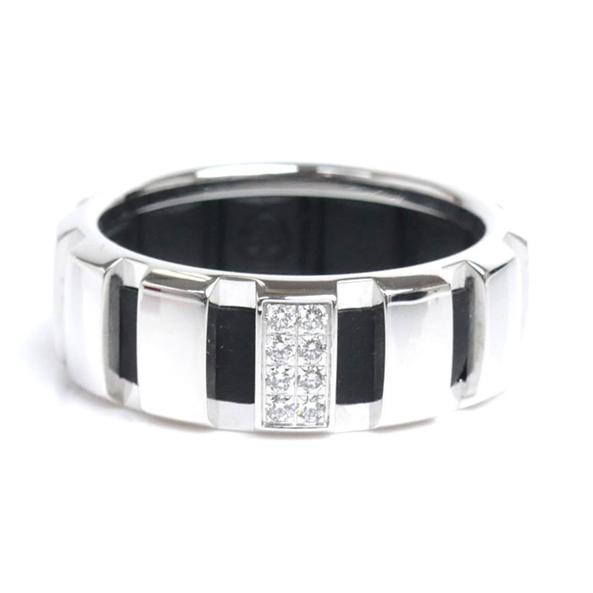 Chaumet K18WG White Gold Rubber Class One 8P Diamond Ring 56 7.9g Men's Women's