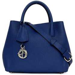 Christian Dior 2way Bar Blue f-20162 Tote Bag Leather Shoulder Charm