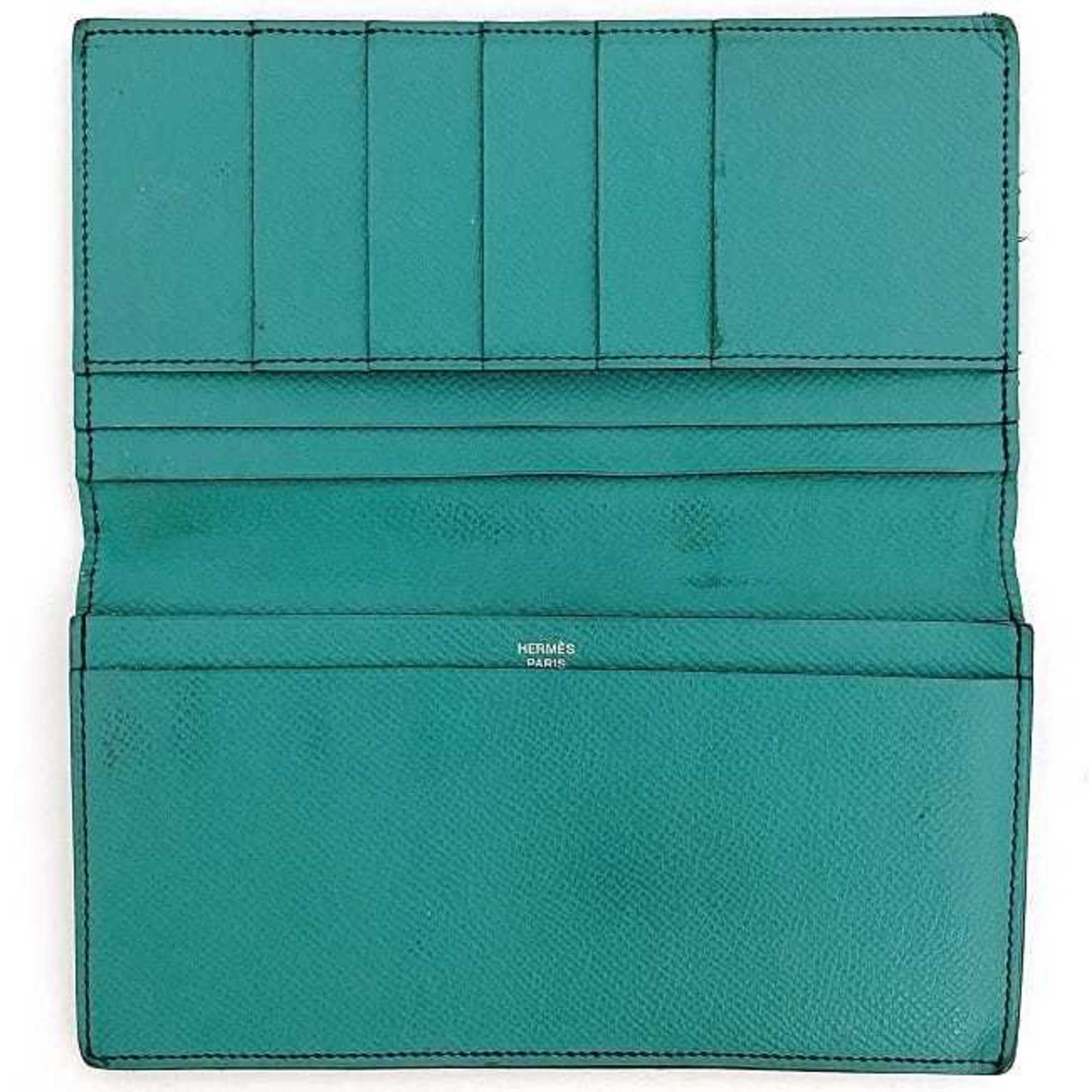 Hermes Bi-fold Long Wallet MC2 Fleming Black Green - f-20301 Billfold Leather Epsom X Stamp HERMES Women's Unisex