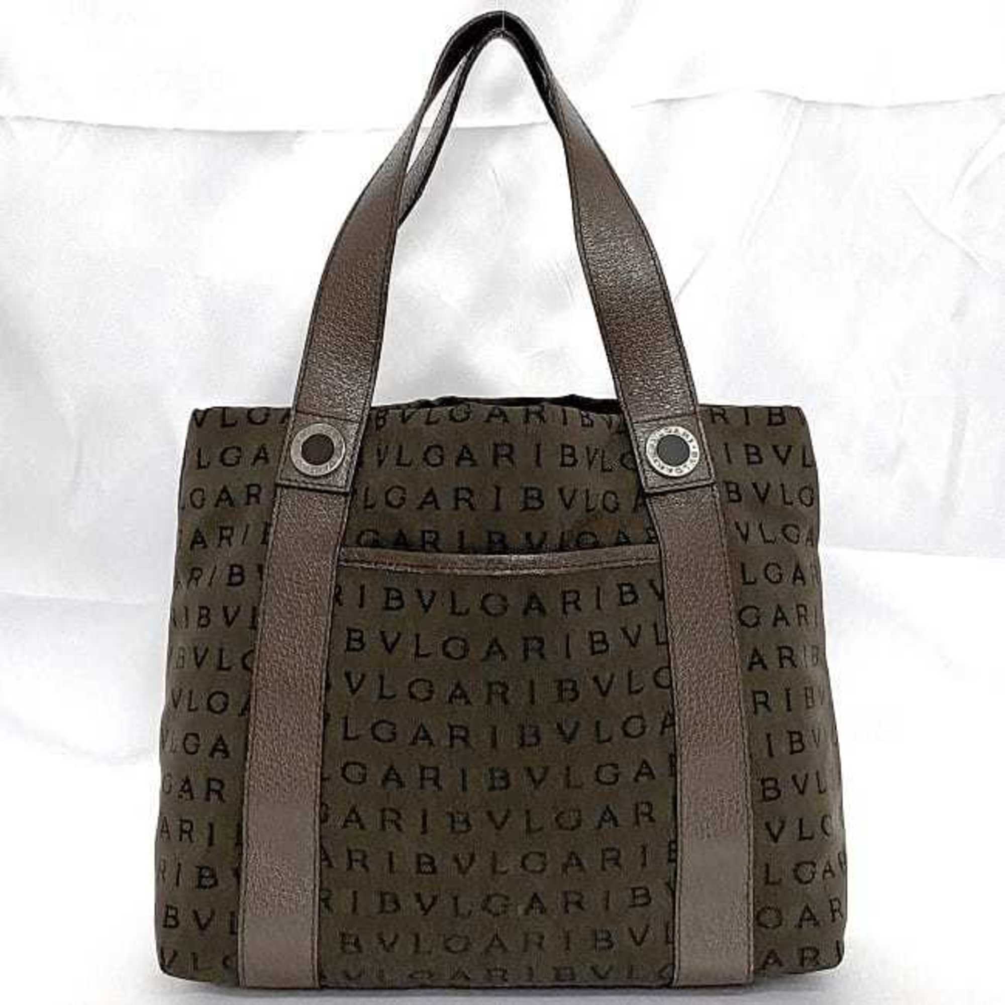 Bvlgari Tote Bag Brown Mania - ec-20304 Canvas Leather BVLGARI Handbag for Women