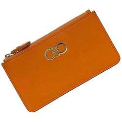 Salvatore Ferragamo Coin Case Orange Gancini - ec-20299 Purse Card Holder Leather Zip Wallet Compact