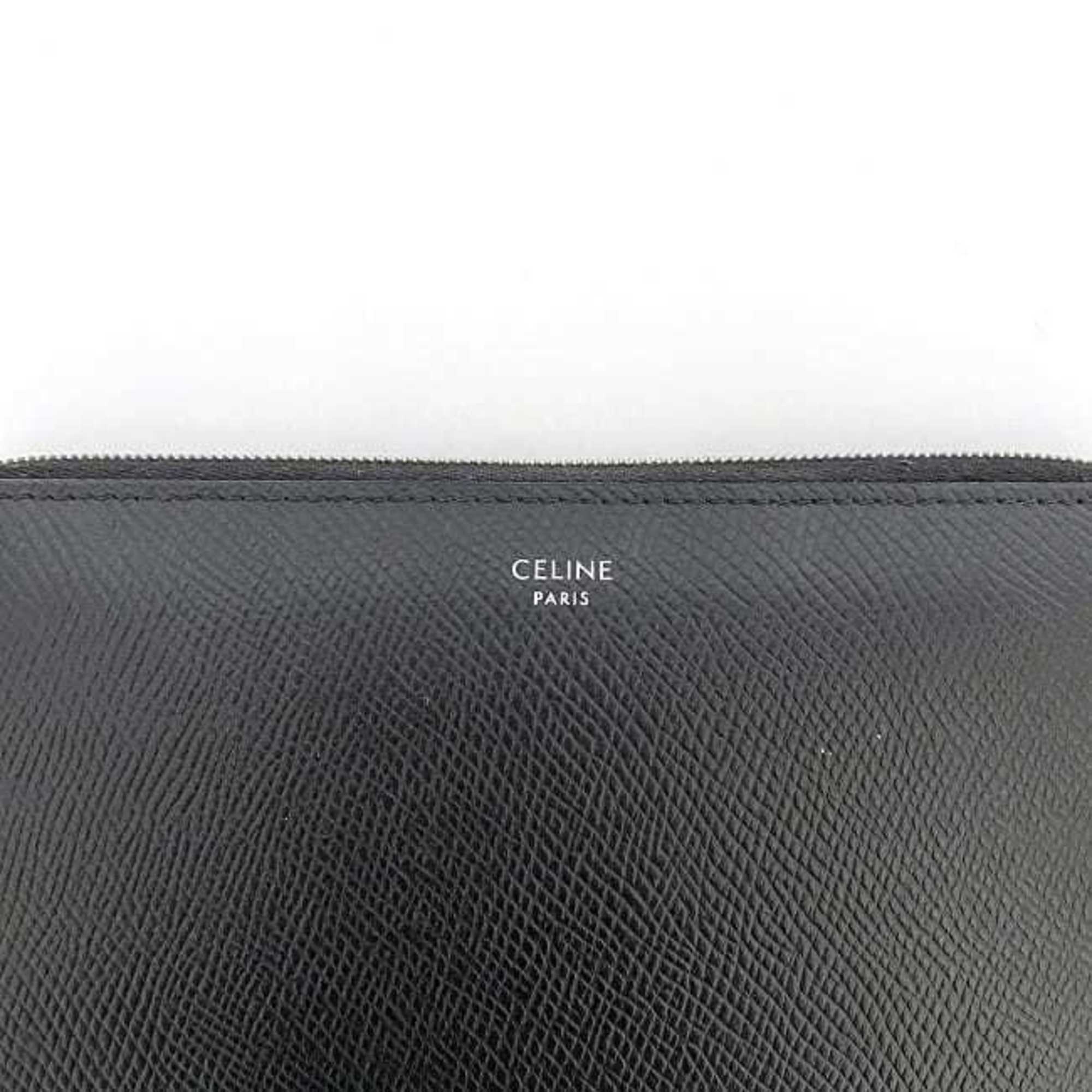 Celine Round Long Wallet Large Zipped Black 10B553BEL f-20135 Leather CELINE Women's