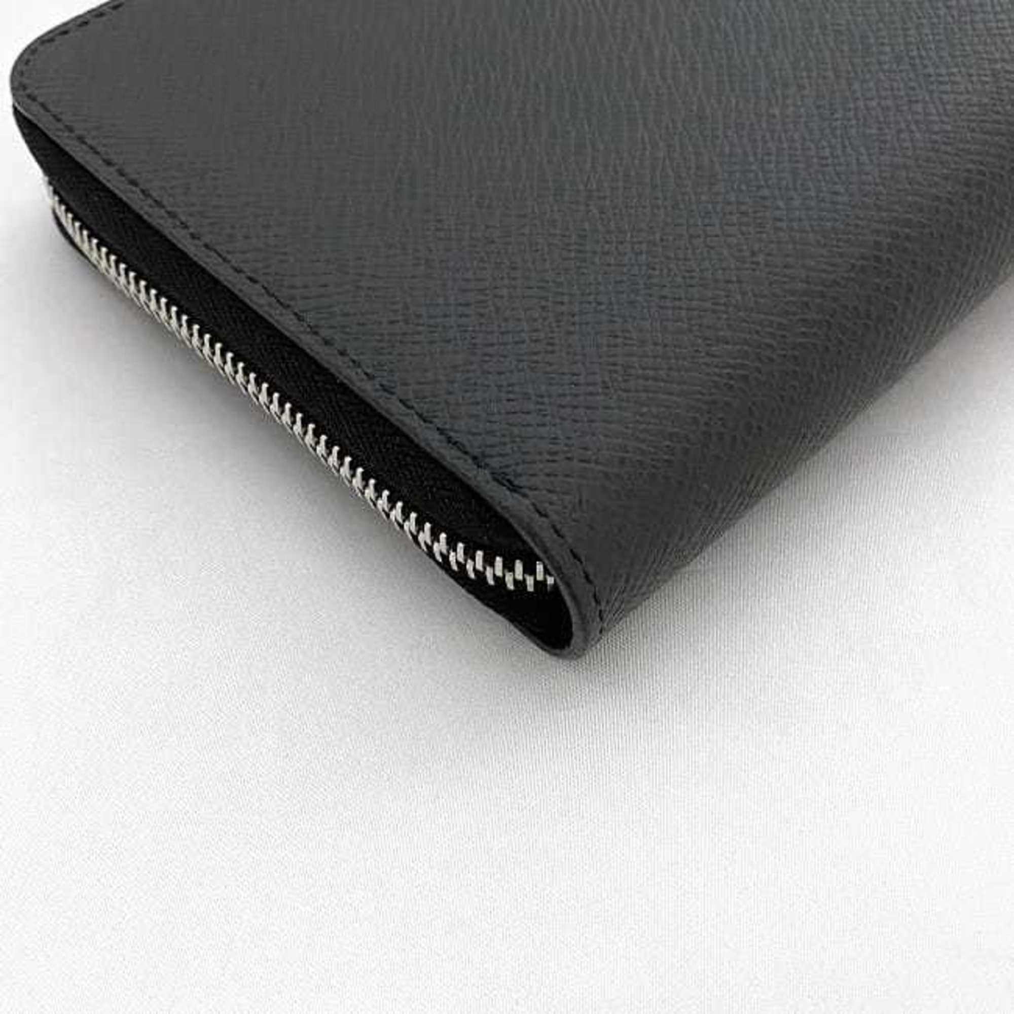 Louis Vuitton Long Wallet Zippy Organizer Black Ardoise M30513 f-20183 Taiga Leather IC Tag Response LOUIS VUITTON Round