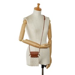 Celine Triomphe Mobile Case Shoulder Bag White Tan PVC Leather Women's CELINE