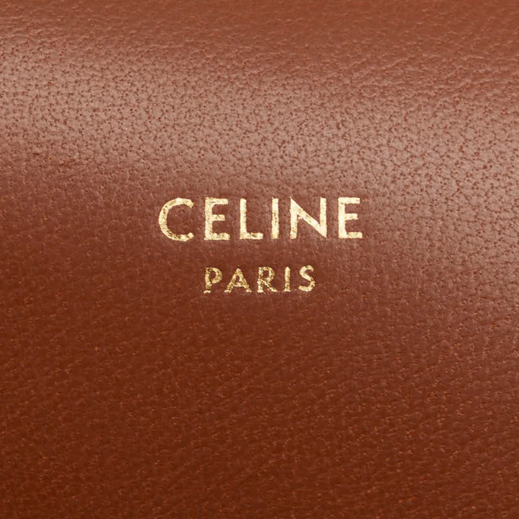 Celine Triomphe Mobile Case Shoulder Bag White Tan PVC Leather Women's CELINE