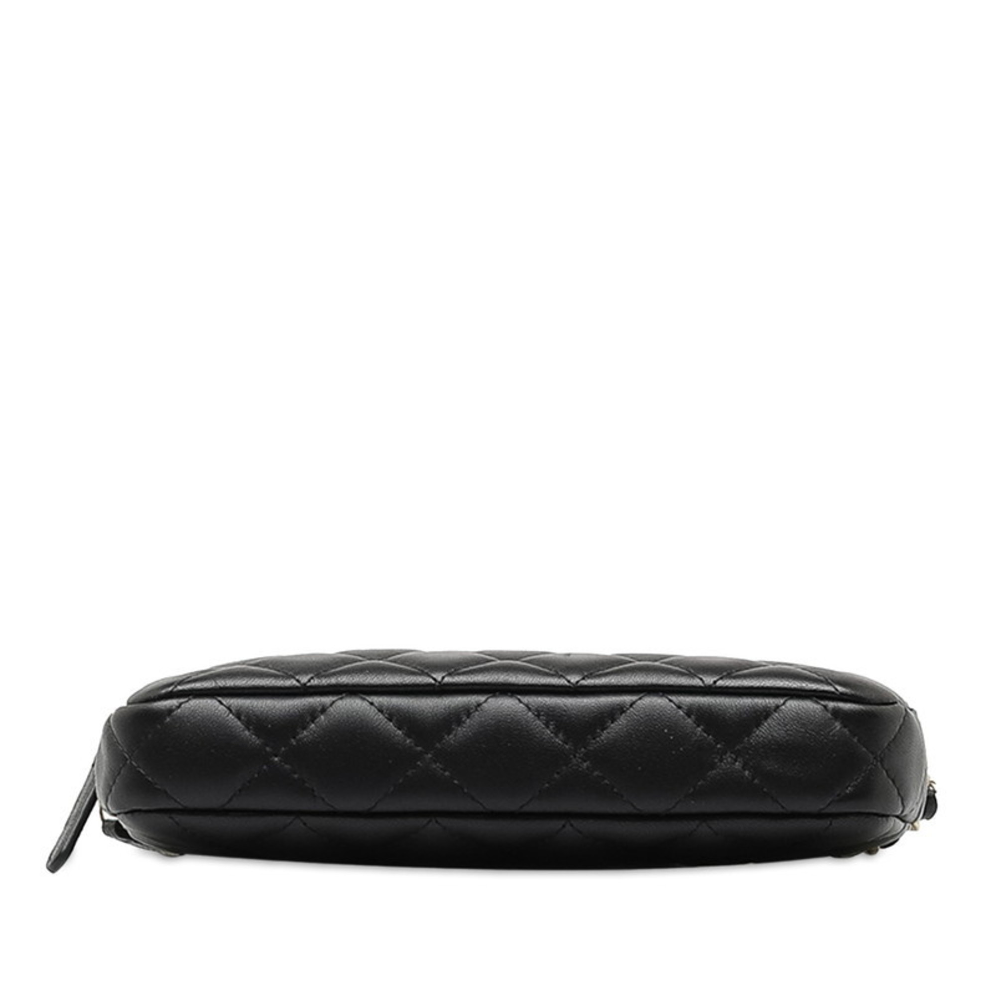 Chanel Matelasse Coco Mark Chain Wallet Shoulder Bag Black Lambskin Women's CHANEL