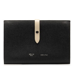 CELINE Medium Multi-Function Bi-Fold Wallet 104813 Black Grey Leather Men's