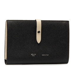 CELINE Medium Multi-Function Bi-Fold Wallet 104813 Black Grey Leather Men's