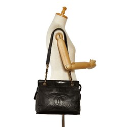 Chanel Coco Mark Tote Bag Handbag Black Gold Leather Women's CHANEL