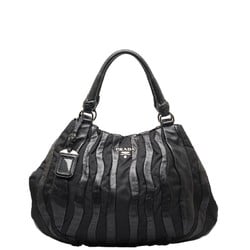 Prada Handbag BR3994 Black Leather Nylon Women's PRADA