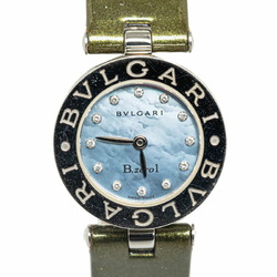 BVLGARI B.Zero1 12P Diamond Watch BZ22S Quartz Blue Shell Dial Stainless Steel Enamel Women's