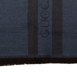 Gucci Striped Scarf Stole 544628 Dark Blue Wool Women's GUCCI