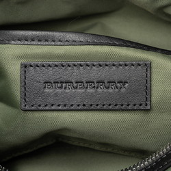 Burberry Nova Check Second Bag Pouch Green Brown Nylon Leather Women's BURBERRY