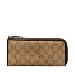 Gucci GG Canvas Round Long Wallet 268917 Beige Brown Leather Women's GUCCI