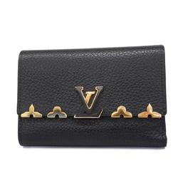 Louis Vuitton Tri-fold Wallet Taurillon Portefeuille Capucines Compact M67886 Black Women's