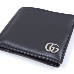 Gucci Bi-fold Wallet GG Marmont Coin Men's Black Leather 428725