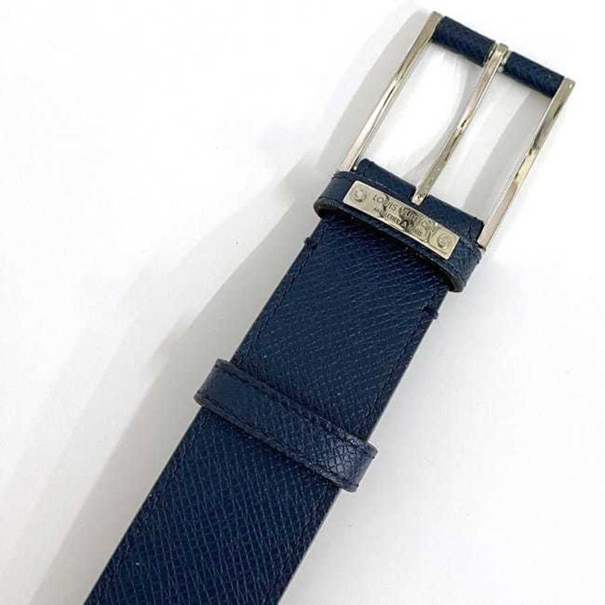 Louis Vuitton Belt Santur Navy M6061 f-20249 35mm Leather BC1136 LOUIS VUITTON Waist Men's Blue