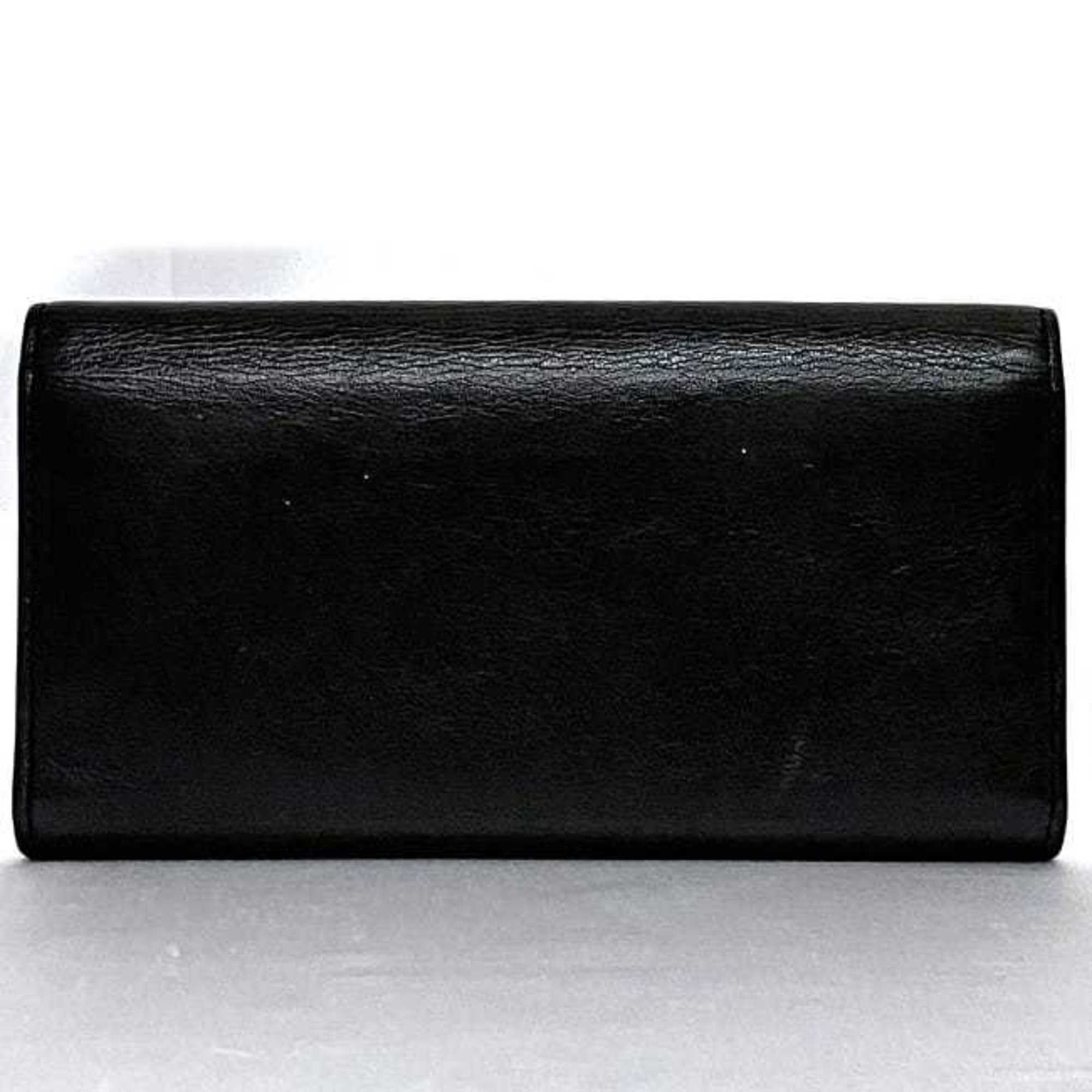 Balenciaga Bi-fold Long Wallet Black Everyday 499207 ec-20204 Leather BALENCIAGA Women's Men's