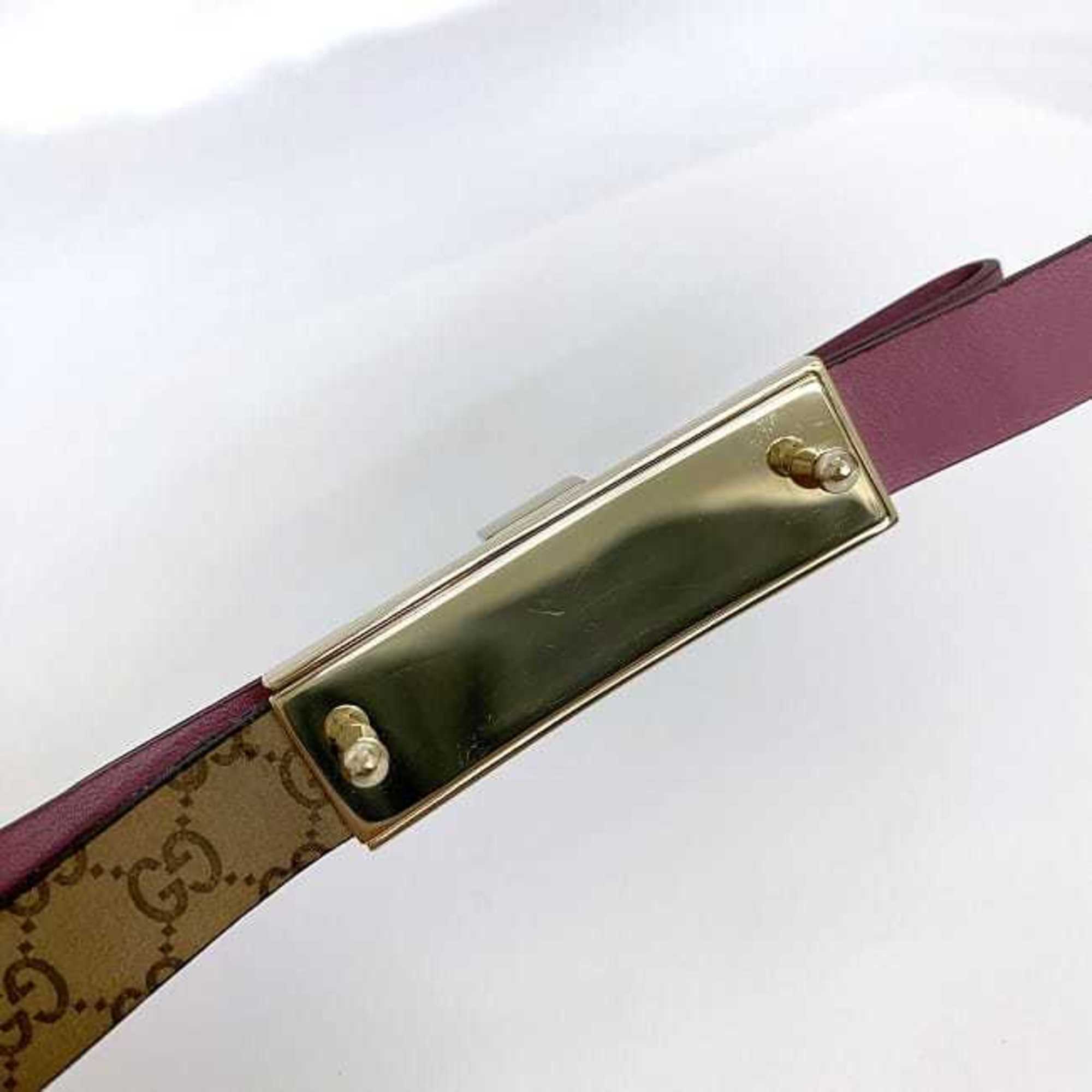 Gucci Waist Belt Pink Interlocking 282247 ec-20158 Ribbon Leather GP GUCCI Thin Women's Fashion