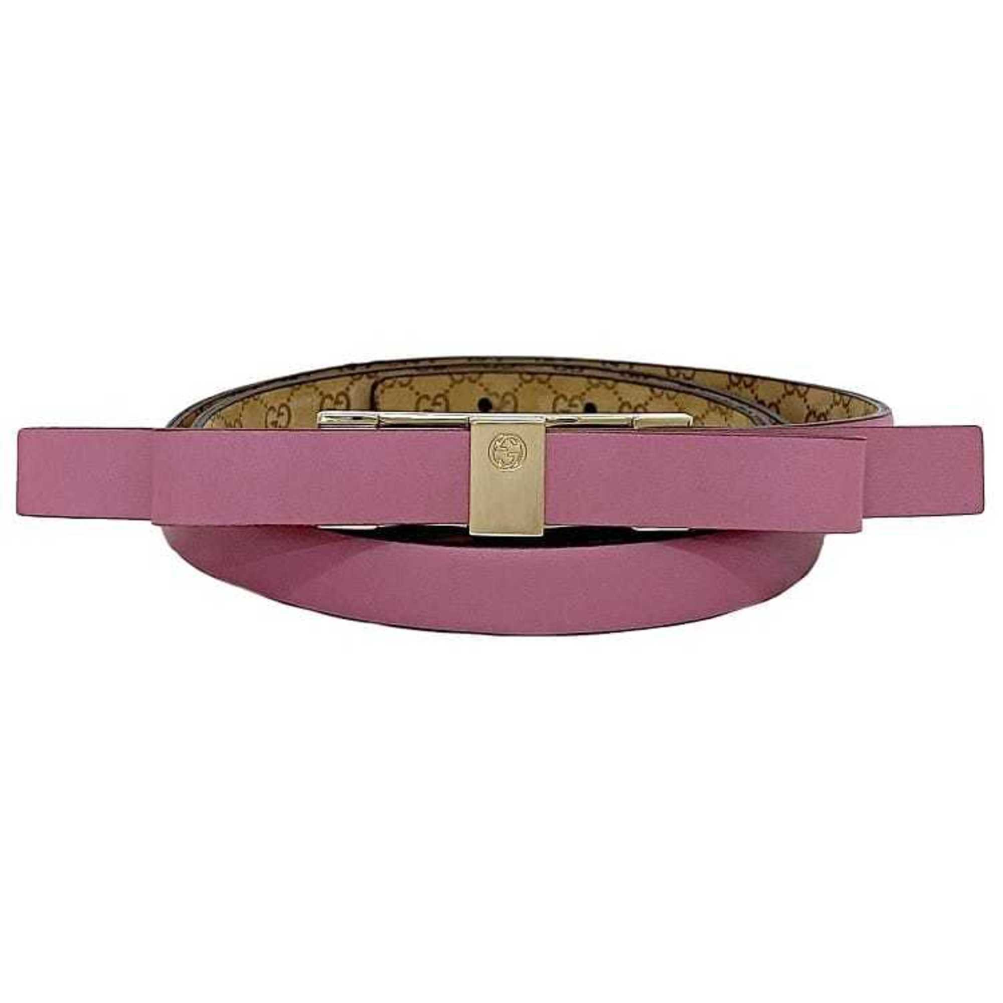 Gucci Waist Belt Pink Interlocking 282247 ec-20158 Ribbon Leather GP GUCCI Thin Women's Fashion