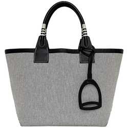 Hermes Tote Bag Steeple 25 Grey Black - f-20324 Handbag Canvas Leather Toile H Swift U Stamp HERMES