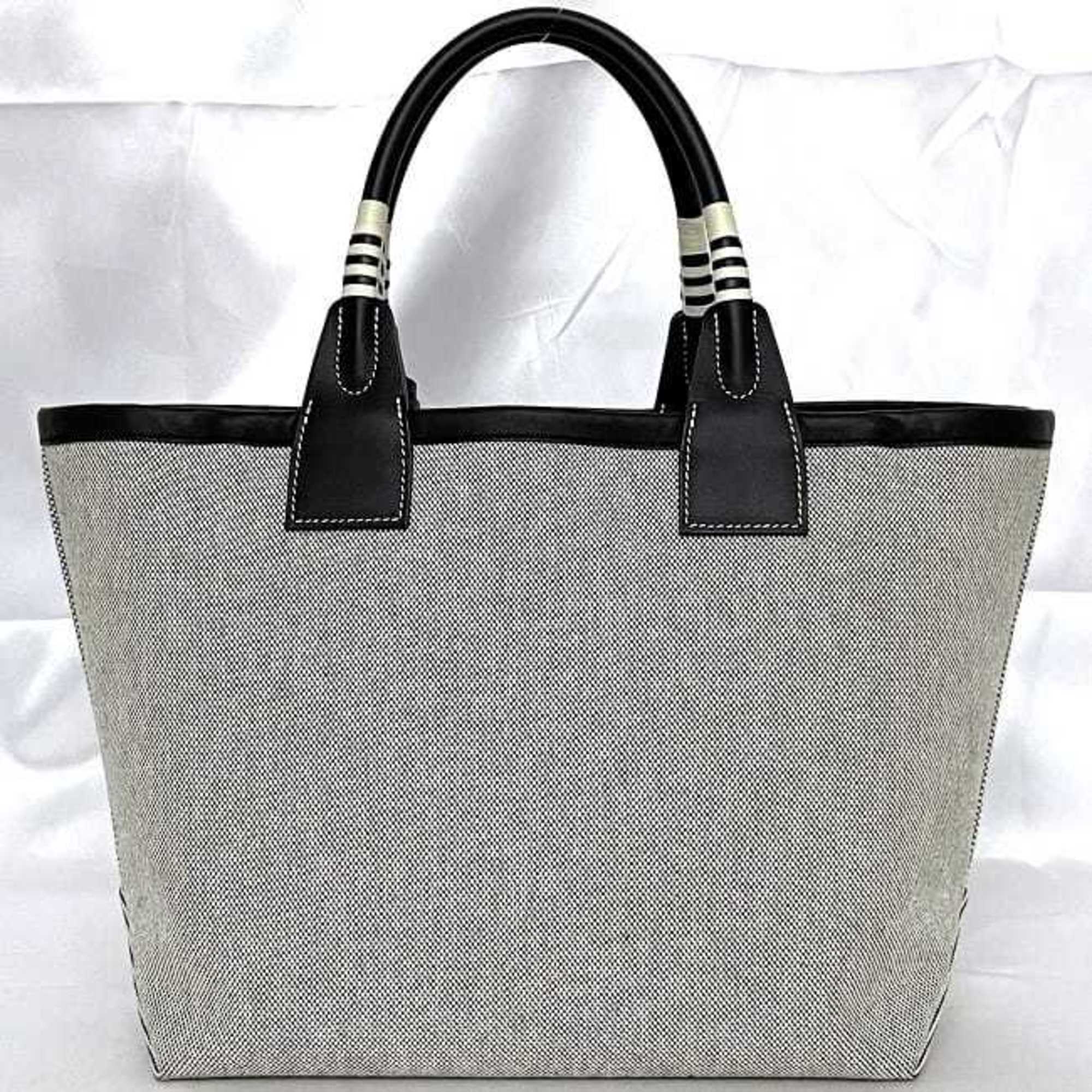 Hermes Tote Bag Steeple 25 Grey Black - f-20324 Handbag Canvas Leather Toile H Swift U Stamp HERMES