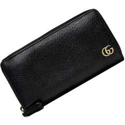 Gucci Round Long Wallet Black GG Marmont 428736 f-20205 Leather GUCCI Women Men