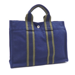 Hermes Foul Tote PM Bag Navy Khaki Canvas HERMES Women's Men's Unisex Handbag