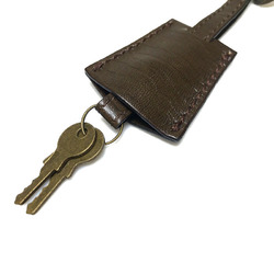 FENDI Crochet Key Padlock Gold Brown Leather Charm Bag