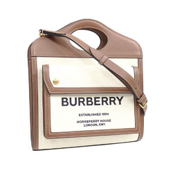 Burberry handbag pocket bag for women in natural malt brown canvas and leather 80317461