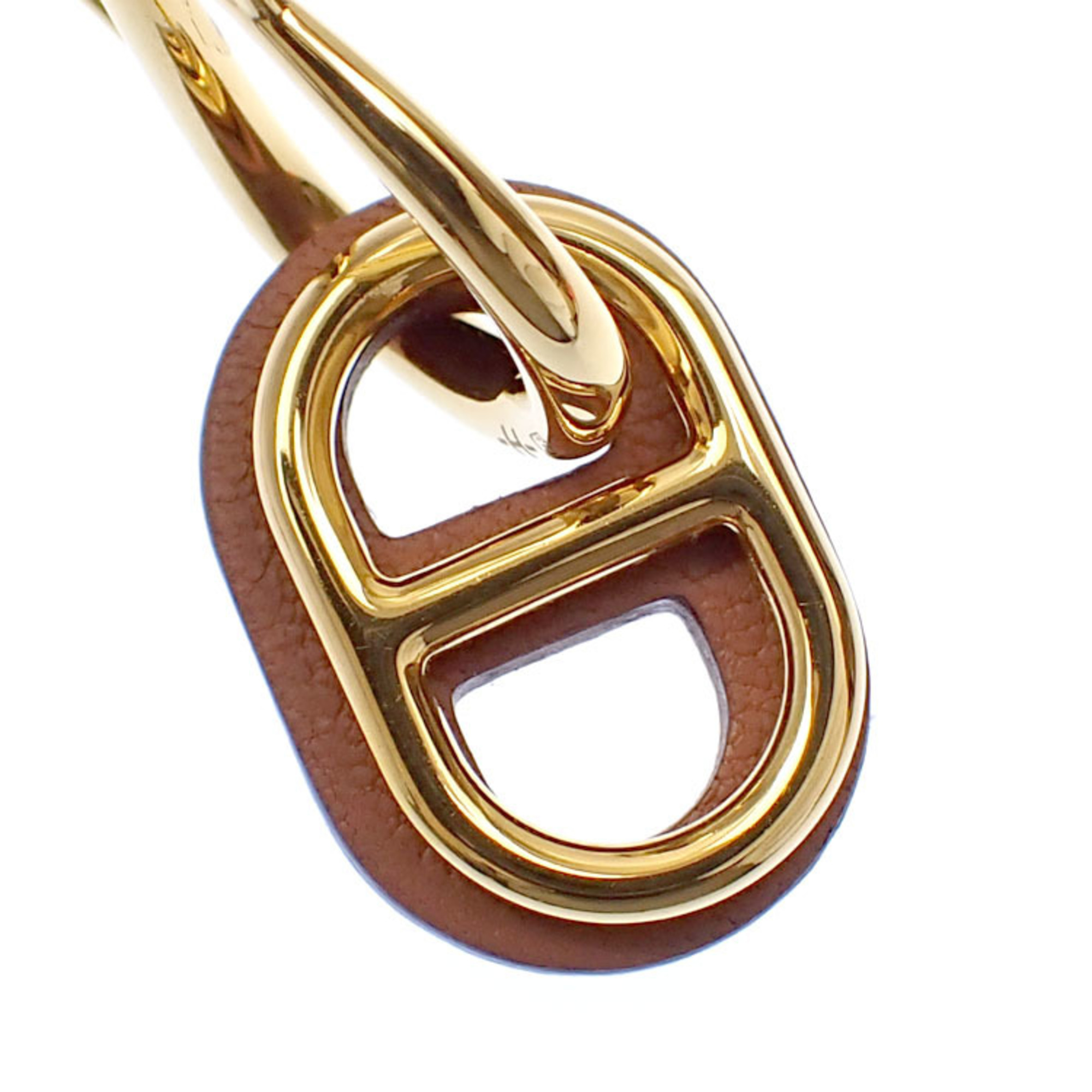 Hermes Haut Myon Earrings for Women GP Chaine d'Ancre Gold Brown Hook